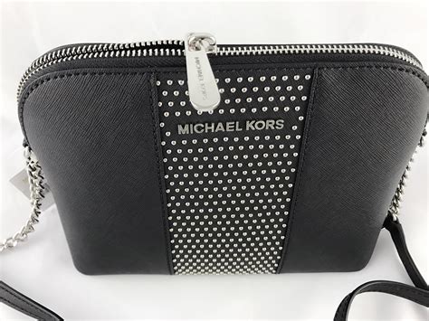 michael kors black bag with silver chain|michael kors black purses.